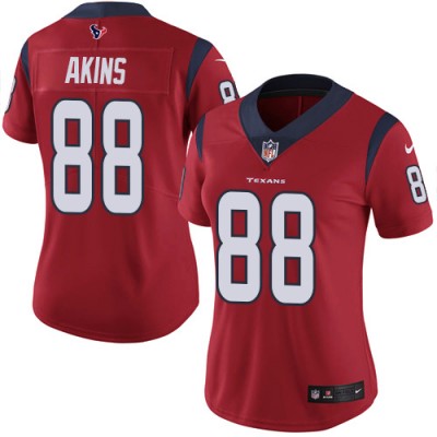 Nike Houston Texans #88 Jordan Akins Red Alternate Women's Stitched NFL Vapor Untouchable Limited Jersey